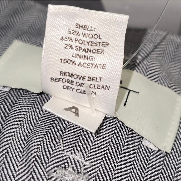 Loft Women's Gray Houndstooth Plaid Wool Wide Leg Pants Size 12 New - Picture 8 of 10